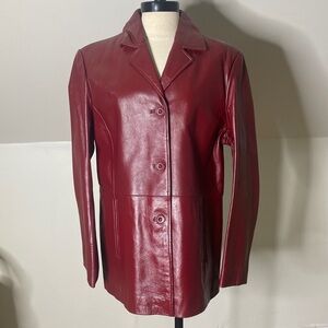 Excelled Red Leather Blazer Jacket Large